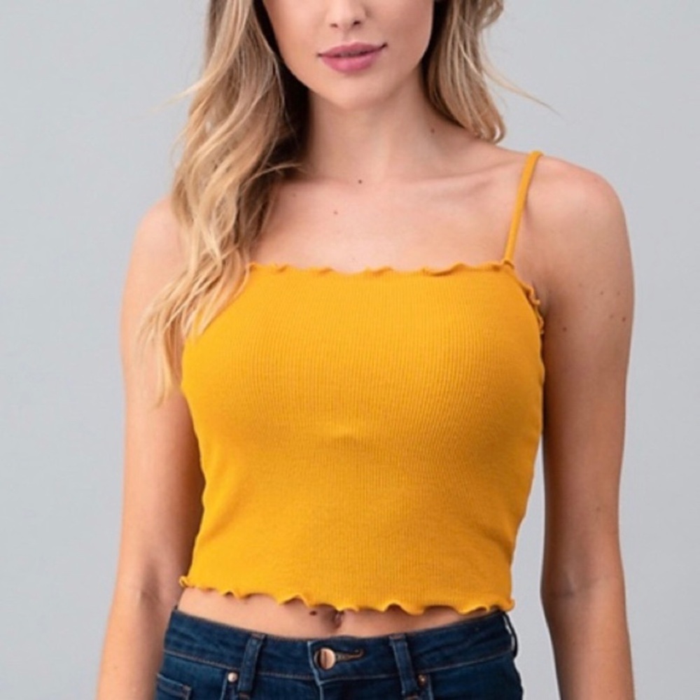 NWOT yellow ribbed cropped tank top